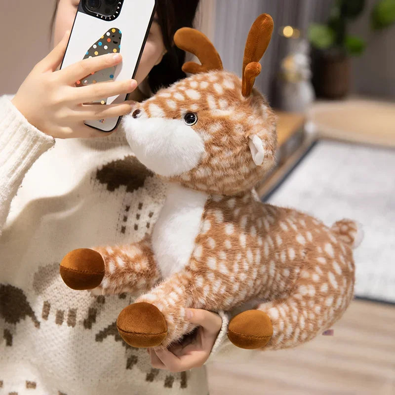 25-45cm Simulation Stuffed Sika Deer Toys Plush Animal Deer Dolls Children Playmate Kids Birthday Gift Home Decoration