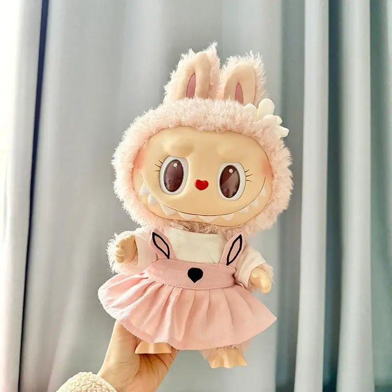 For 38 Cm Labubu plush doll clothes outfit doll MOKOKO coat rabbit ear strap skirt set  Accessories Cute Decoration