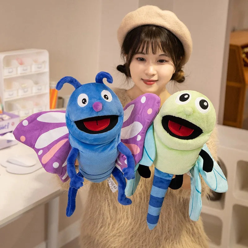 Insect Soft Stuffed Toy Doll Dragonfly Ants Butterfly Ladybug Cosplay Plush Doll Educational Baby Toys Cute Hand Finger Puppet