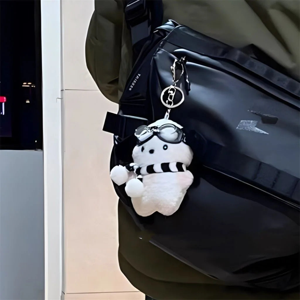 Kawaii Sanrio Pilot Pochacco Plushie Keychain Instagram Style Bag Hanging Plush Doll Schoolbag Puppy Pendant Children Gift