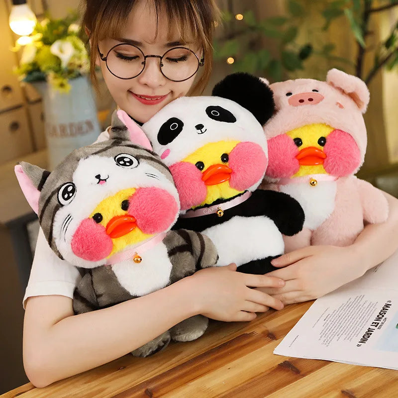 30cm Kawaii LaLafanfan Transformed Panda Yellow Duck Plush Stuffed Soothing Toys Soft Animal Dolls For Girl Kids Birthday Gifts