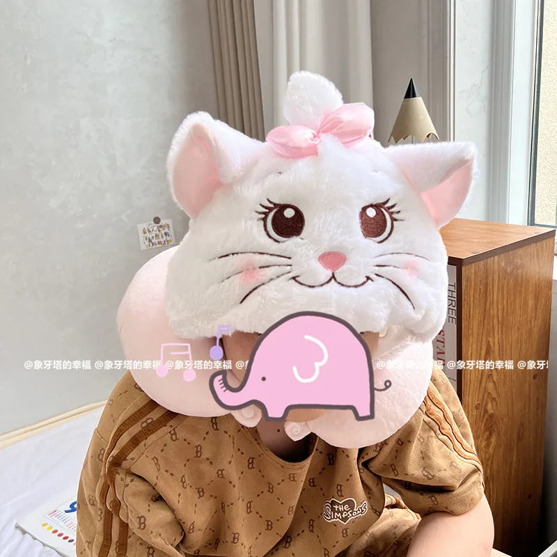 Sanrio My Melody My Sweet Piano Hello Kitty Hooded U-shaped Pillow Marie Cat Dumbo Elephant Travel Neck Pillow Office Nap Pillow