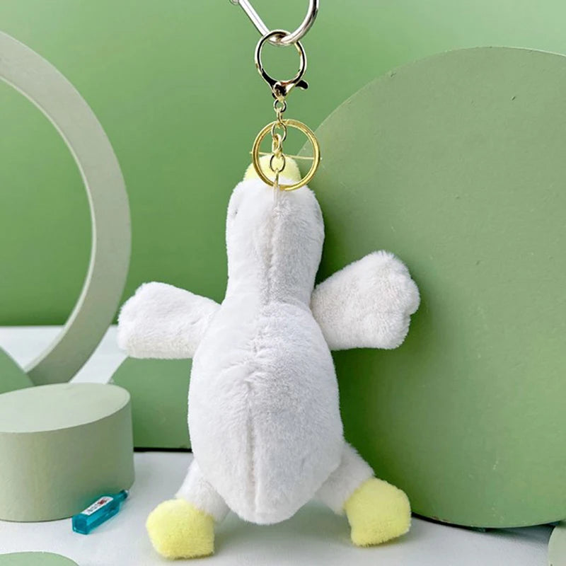 Stuffed Goose Keychain Cute Lie Down Goose Plush Keychain Adorable Stuffed Doll Ornament For Backpack Couple Key Ring Charm