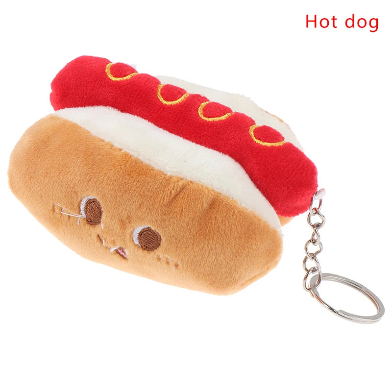 1Pc Food Plush Keychain Hamburger Hot Dog French Fries Doll Soft Stuffed Plush Pendant Kid Gifts Toys