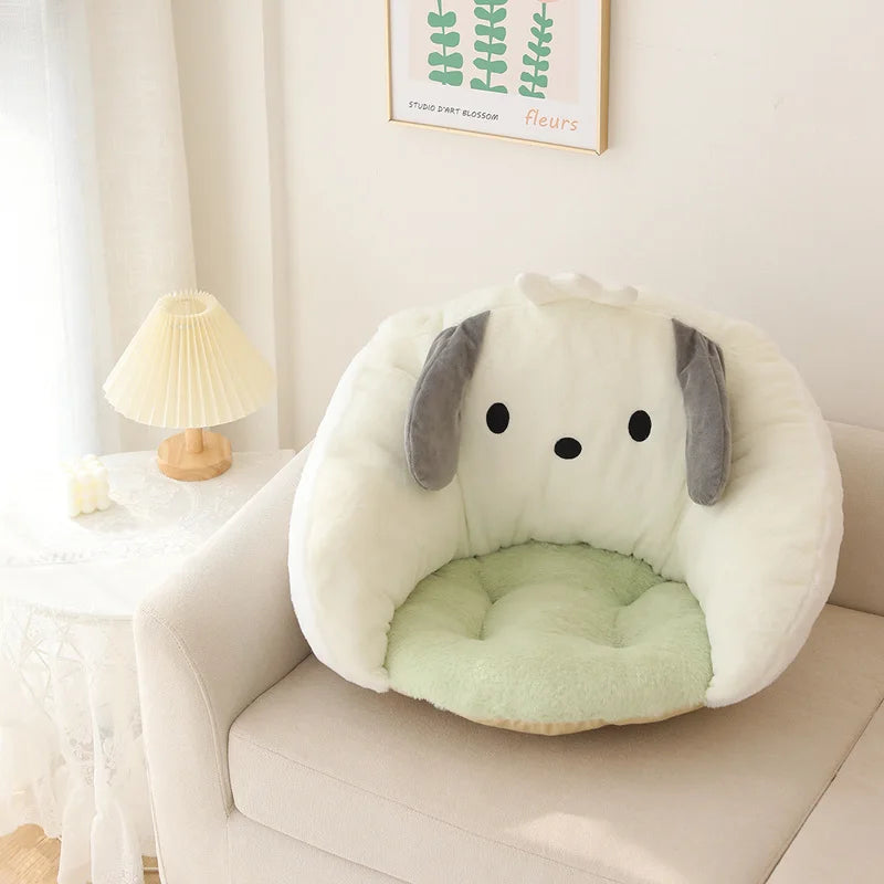 Cute Anime Sanrio My Melody Seat Cushion For Chair Pom Pom Purin Kuromi Back Cushion Comfortable Warm Butt Girly Sitting Cushion