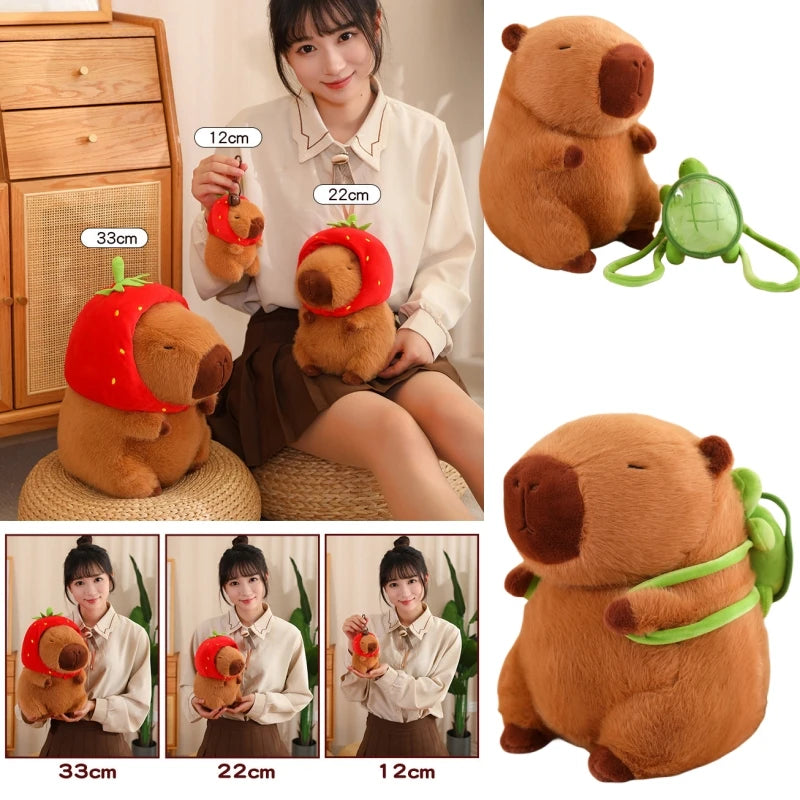 New hot20cm Cute Turtle Backpack Capybara Anime Fluffty Toy Soft Capybara Plush Toy Simulation Stuffed Animals Kawaii Plush Doll