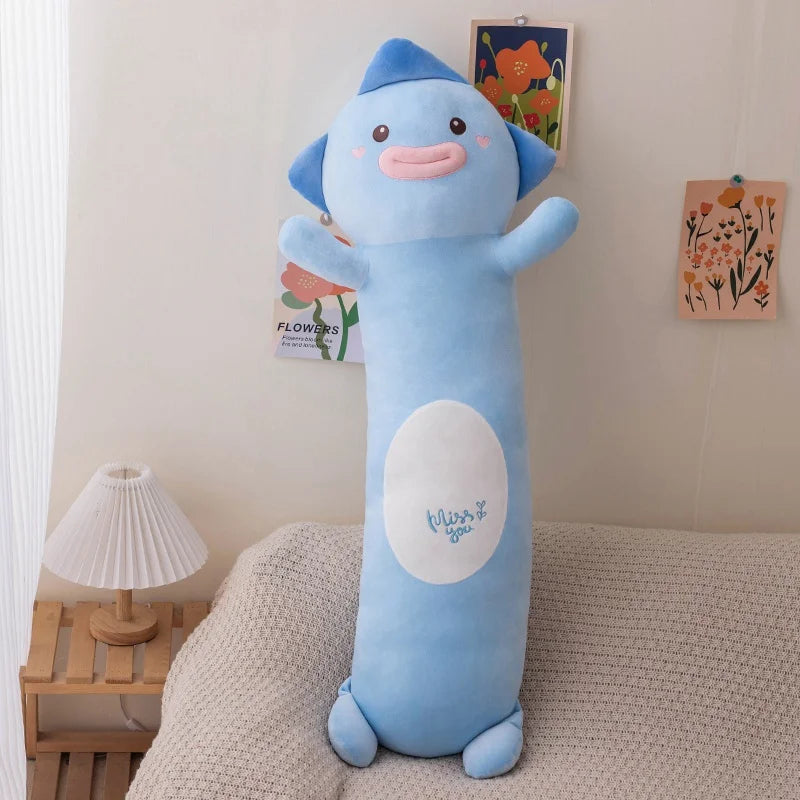 70cm-120cm Cartoon Animals Salamander/Penguin/Blue Fish Plush Long Pillow Cushion Stuffed Toys Bedroom Sleeping Pillow Gifts