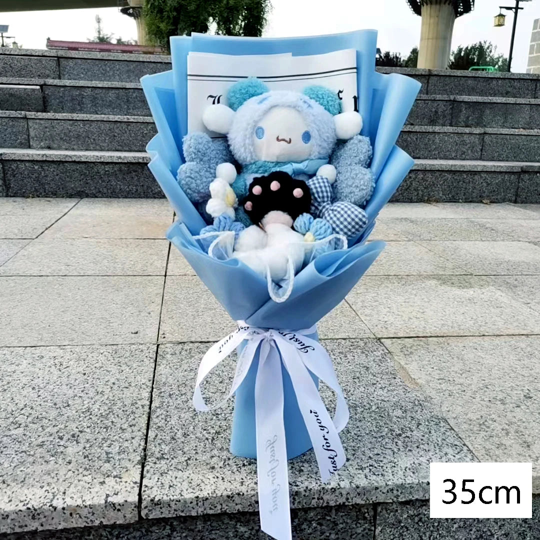 Anime Kuromi My Melody Cinnamoroll Hello Kitty Plush Doll Toy With bowknot Bouquet Valentine's Day Birthday Christmas Gift