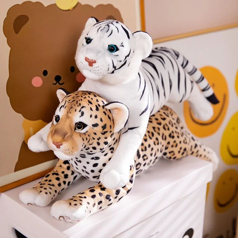 New Simulation Tiger Leopard Plush Toys Soft Wild Animals Simulation White Yellow Tiger Doll Children Kids Birthday Gifts