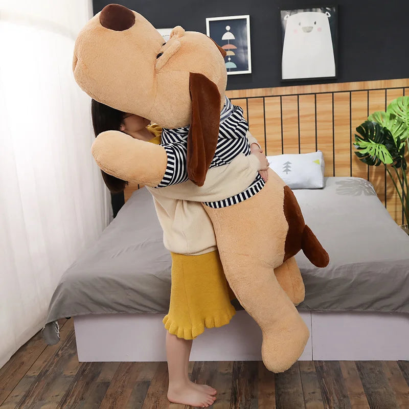 Kawaii Giant Dog Plush Toy Big Sleeping Puppy Stuffed Doll Soft Animal Toy Cartoon Pillow Baby Back Cushion Girls Birthday Gift