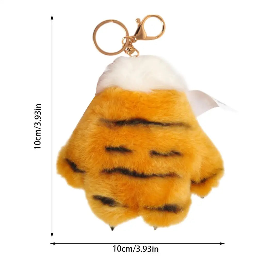 Tiger Paw Keychain Cute Stuffed Tiger Paw Keychain Portable Cartoon Paw Plush Backpack Decorative Charm For Thanksgiving Easter