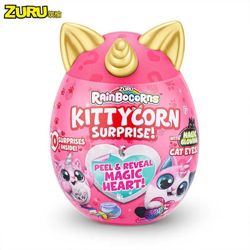 Original Zuru RainBocoRns Unicorn Kitty Corn Surprise Magic Egg Cat Blind Box Children'S Plush Toy Doll Gift 18cm