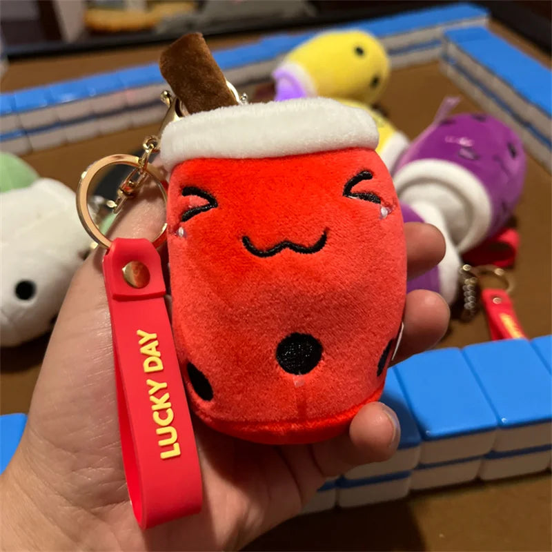 Lovely Bubble Tea Keychain Soft Plush Toy Keychain Stuffed Boba Doll Cute Backpack Decoration Best Birthday Xmas Gift for Girls