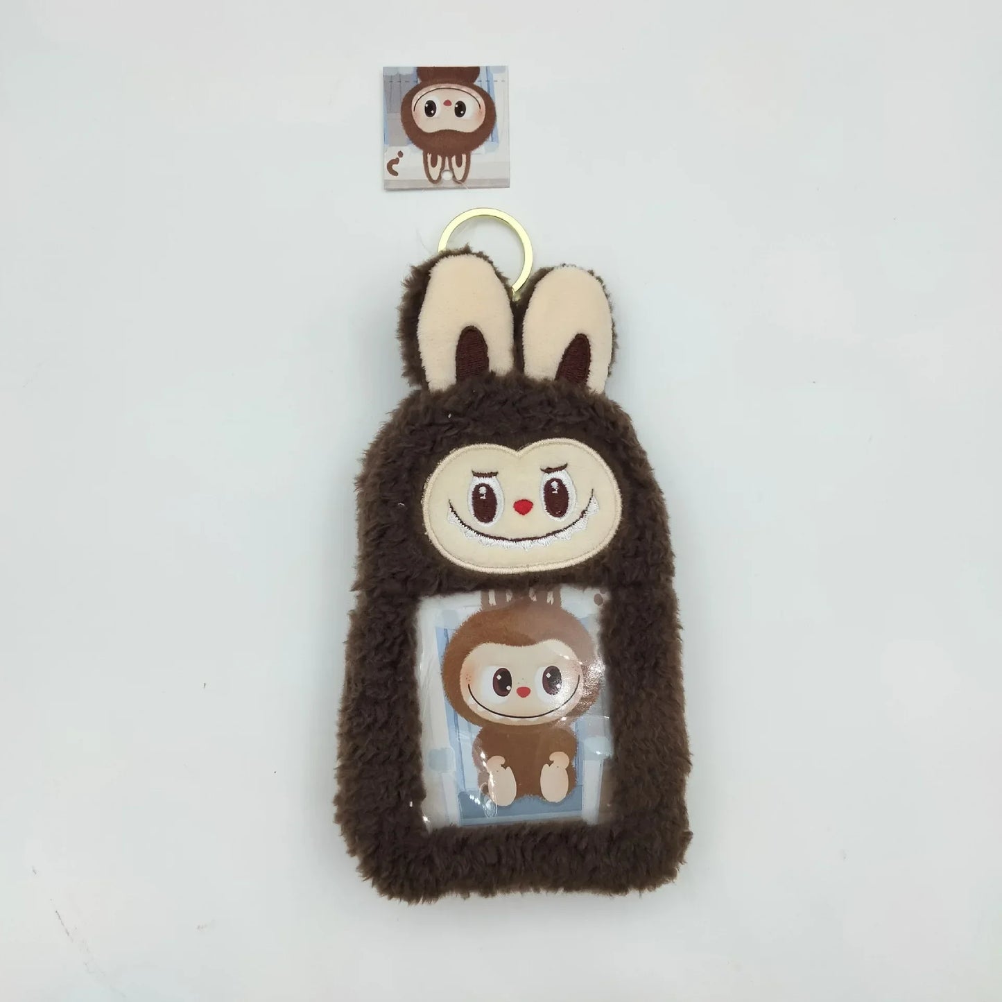 1pc Cartoon Plush Keychain Cloth Purse Photo Card Bag Plush Small Wallet Bank Card Storage Bag Keyring