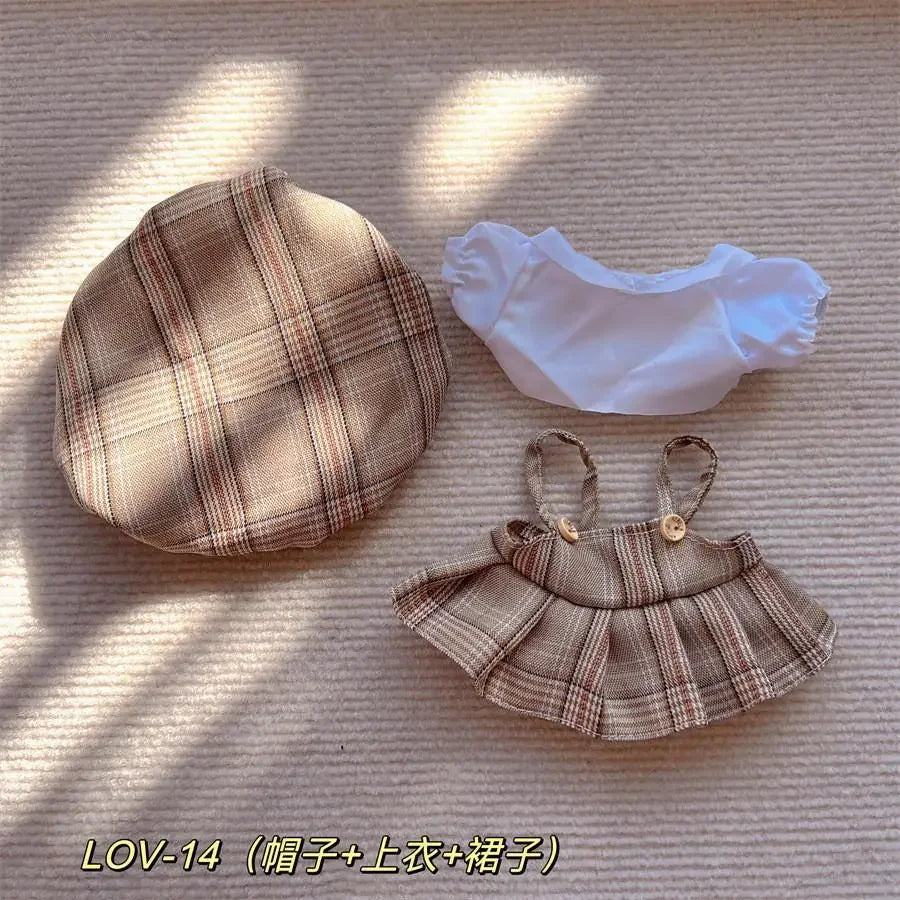 For Baby Three/20cm Rompers Cartoon Doll Replacement Outfit cotton doll baby clothes strap skirt no doll