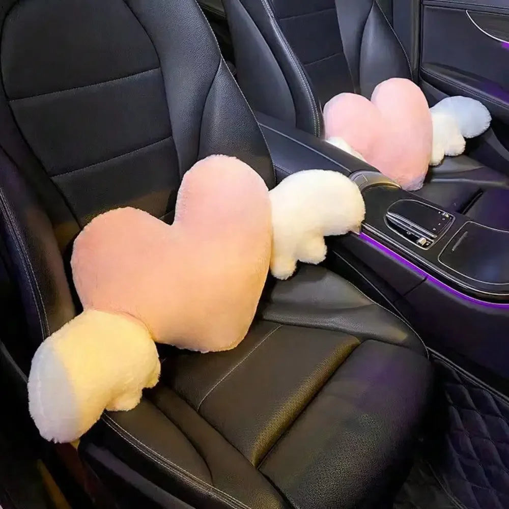 Love Wings Car Headrest Plush Love Neck Pillow Heart-Shaped Plush Style for Your Car Seat Car Accessories