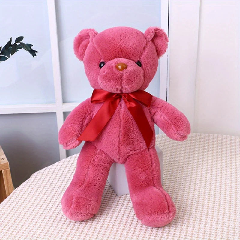 Multicolored Ribbon Teddy Bear Plush Toy Doll Soft Animal Dolls Birthday Party Wedding Decoration Christmas Thanksgiving Gift