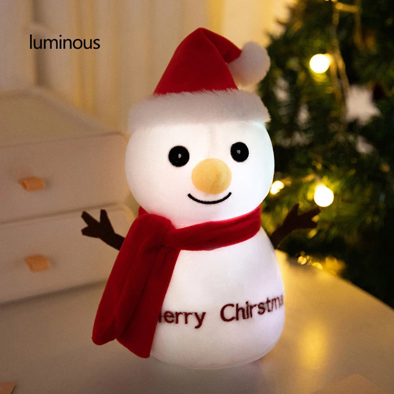 1pc Creative Christmas Luminous Santa Claus Elk Snowman Plush Stuffed Toys Lovely Sing Christmas Music Doll Happy New Year Gift