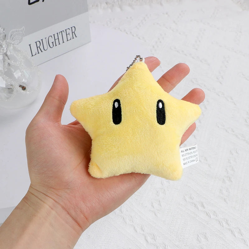 Kawaii Mario Bros Super Star Green Yoshi Mushroom Plush Keychain Cute Anime Triple Bananas Mario Luigi Hat Peluche Dolls Pendant