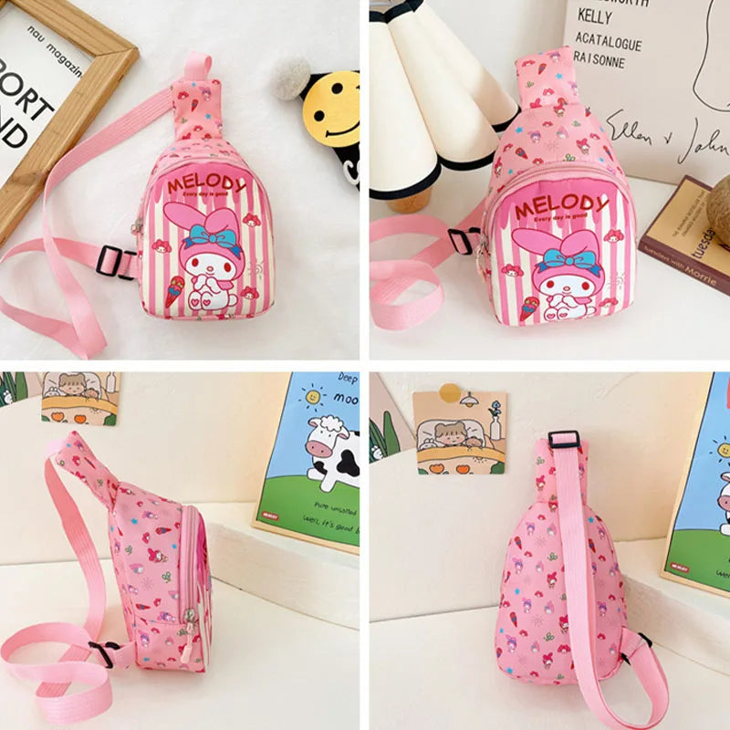 Sanrio Bag Cinnamoroll Bag Cartoon Shoulder Handbag Kuromi Kawaii Hello Kitty Chest Bags Kid Travel Backpack Crossbody Girl Gift