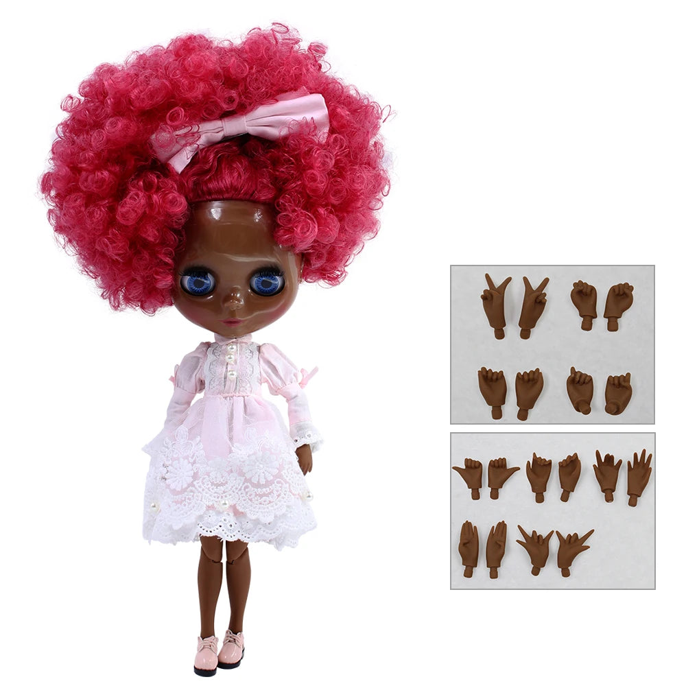 ICY DBS Blyth doll 1/6 bjd toy joint body dark skin afro hair 30cm doll  anime girls