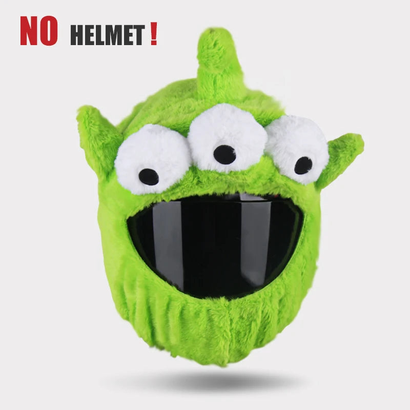 Helmet Protection Headgear Cover Cartoon Fluffy Plush Set For Motorcycle Full-Face Protective Case Motorbike Safety Trendy