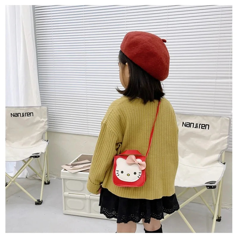 Sanrio Hello Kitty Kawaii Cute PU Shoulder Bag New Fashion Trendy Women's Crossbody Bag with Bow Perfect Gift for Girlfriend