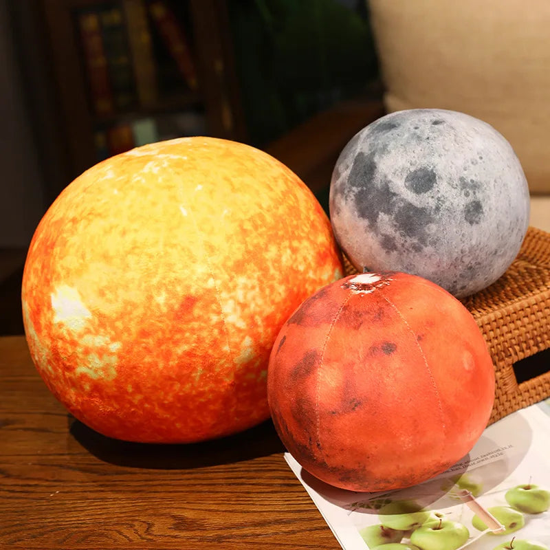 Realistic Earth Sun Mars Plush Toy Stuffed Planets in the Solar System Soft Doll Pillow Backrest Cushion Kids Toys Birthday Gift