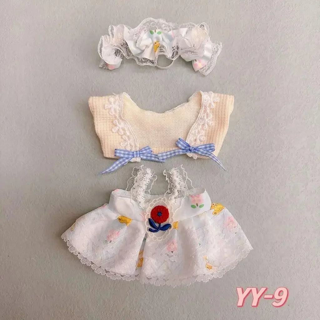 20Cm cotton doll clothes college style suit plush doll rechange cute baby clothes skirt (no doll)