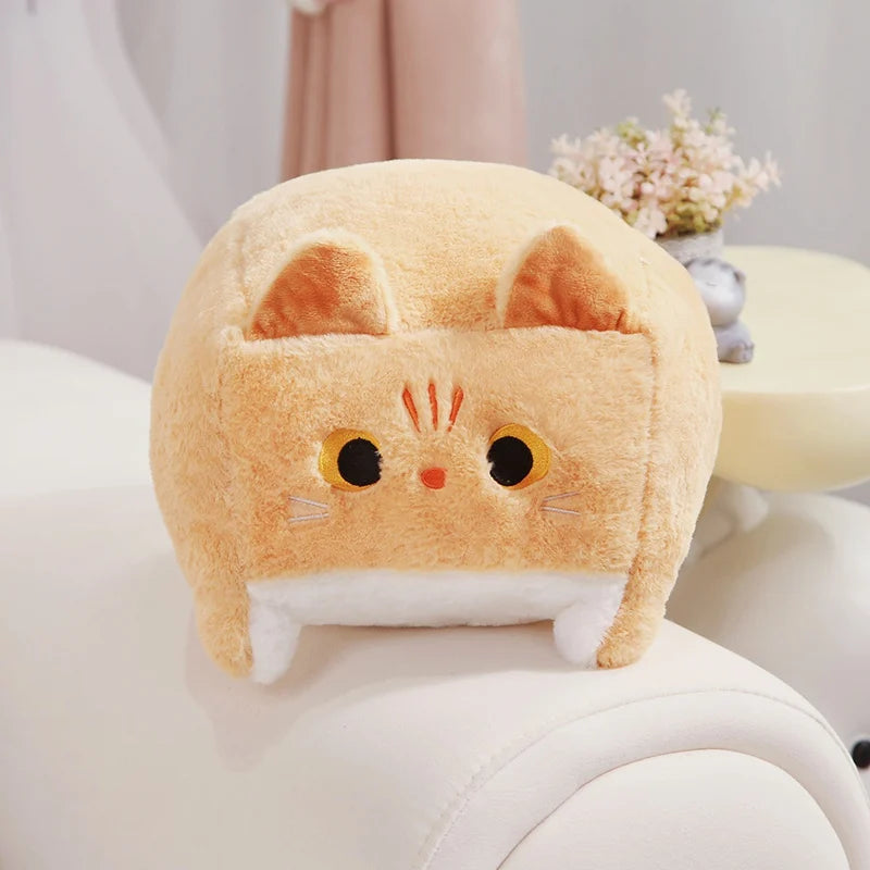 Kawaii Cat Plush Toy Standing Fuzzy Cube Cats Plushies Doll Cute Throw Pillow Sofa Cushion Peluche Animal Child Birthday Gift