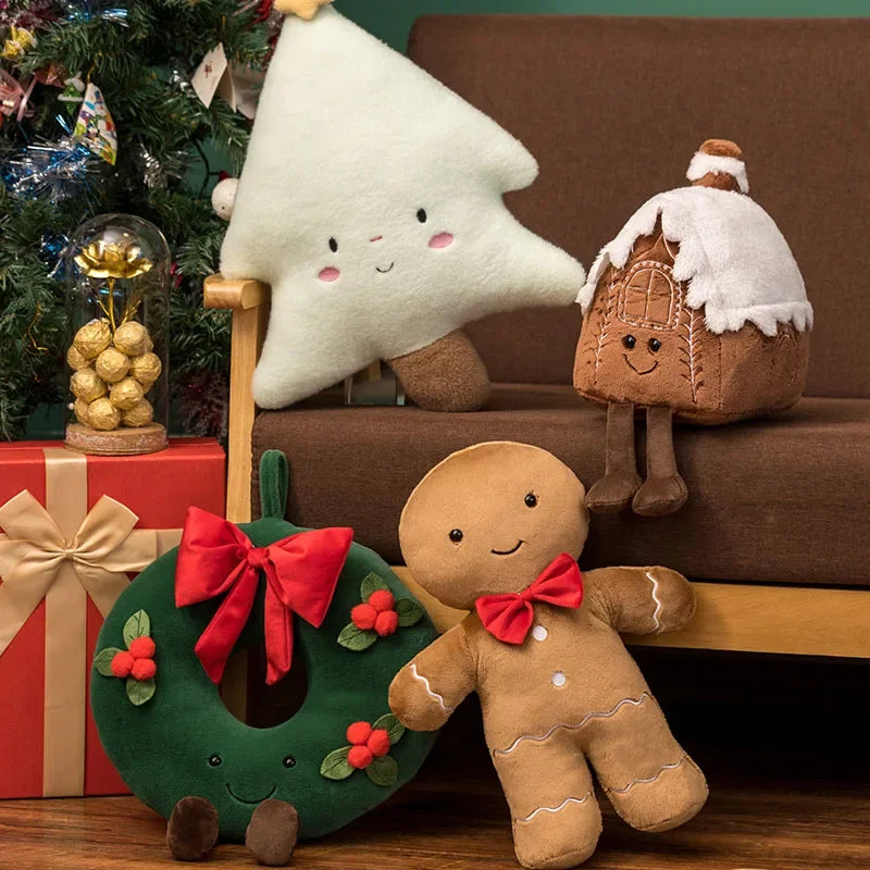 New Christmas Series Plush Doll Christmas Tree House Gingerbread Man Garland Elk Plush Toy Home Decoration For Girls Gifts