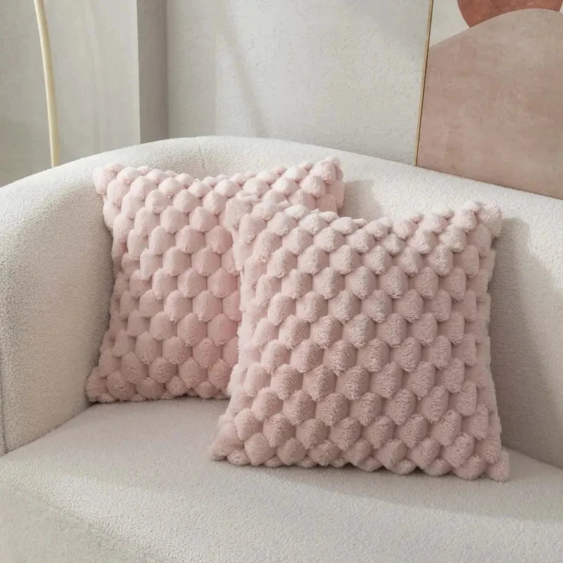 1pcs Pineapple Grid Turtle Pattern 3D Soft Plush Throw Pillowcase,Cream White For Living Room Sofa Bedroom Home Room Decor