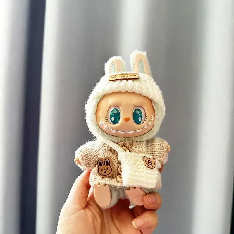 For 15-17 cm Labubu Clothes outfit Labubu Sitting Party Bear Label Scarf Hat Dolls Accessories Cute Decoration