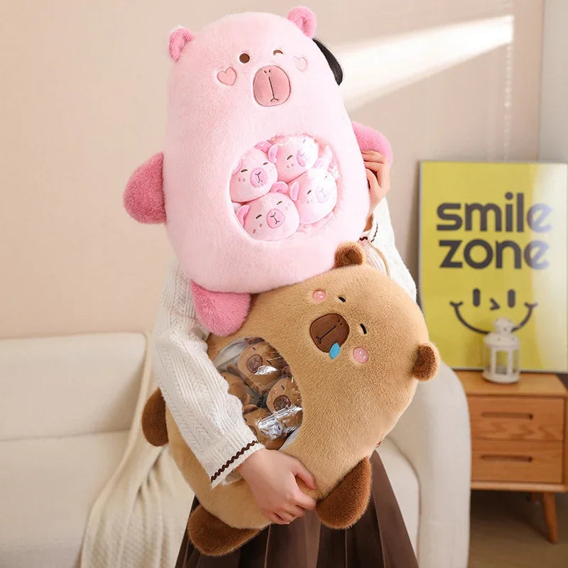 40x45CM Cute Capybara Plush Toy Kawaii Fluffy Capybara Decompression of Porpoise Stuffed Animals Kids Gift Home Decoration