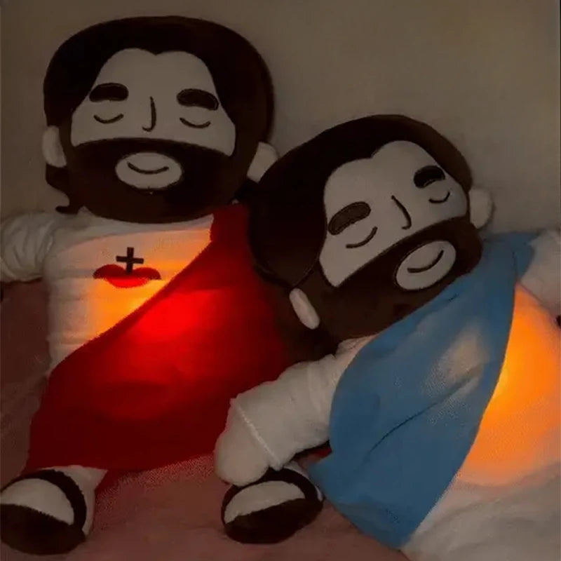 38CM Breathing Jesus Plush Toy Baby Soothing Jesus Doll Four-gear Adjustment Children Music Sleep Companion Christmas Toy Gifts