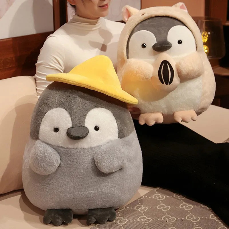 25cm-45cm New Big Cute Penguin With Melon Seeds Plush Doll Cartoon Animal Plush Toys Kawaii Anime Hamster Hat Gift For Girls