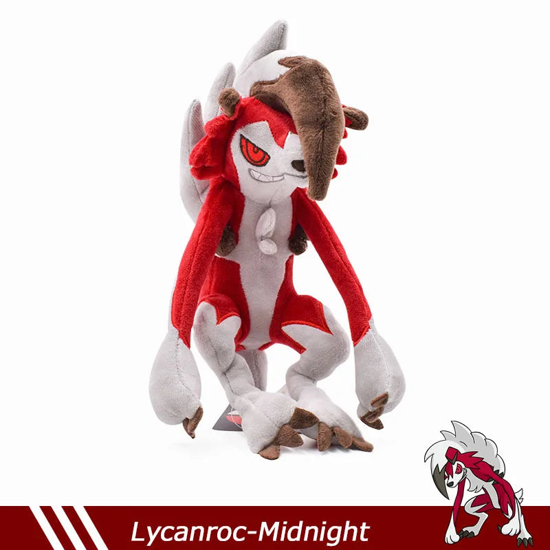 Pokemon Anime Shiny Lycanroc Animals Midnight Midday Lycanroc Wolf Plush Peluche Soft Stuffed Toys Dolls Kids Gifts