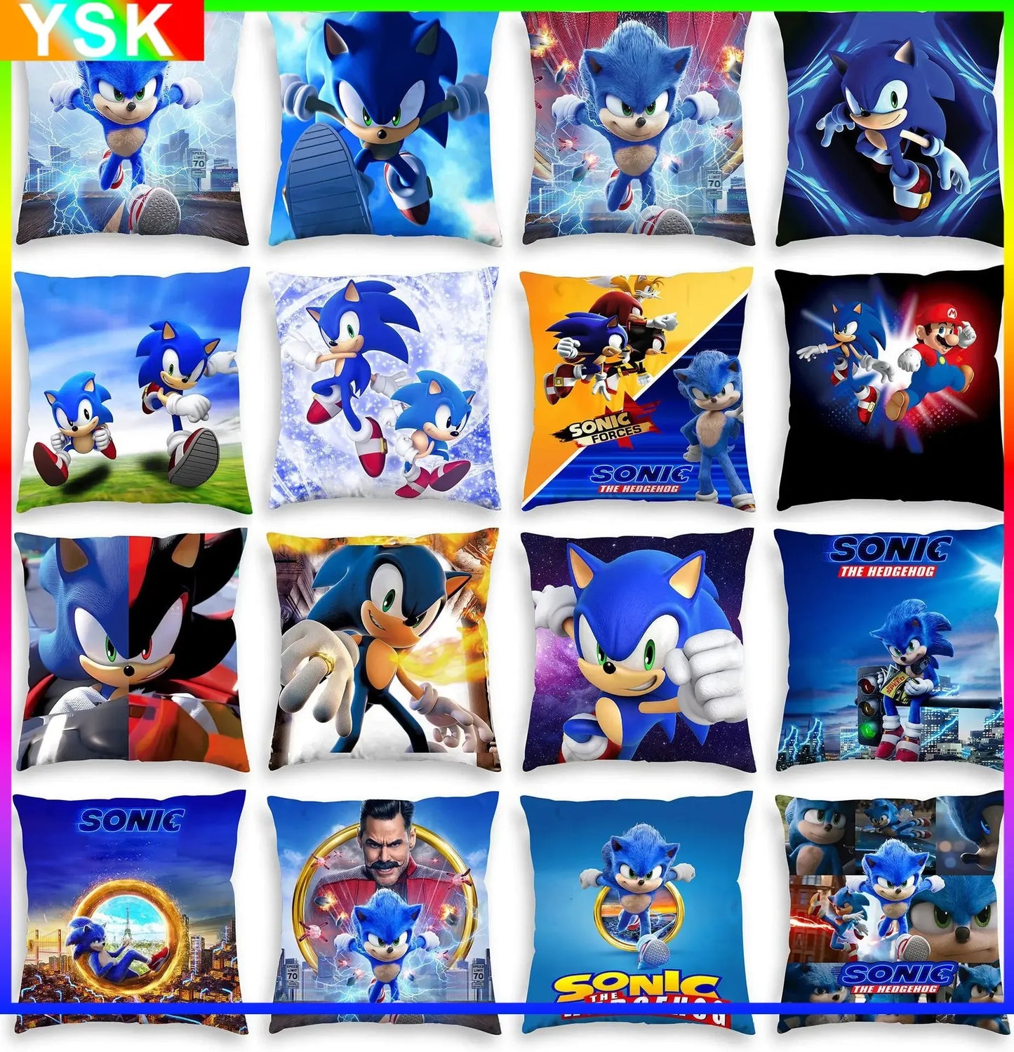 HOT Sonic Home Sofa Decorative Pillow Car Living Room Pillow Short Plush Gift for Girls Kids Boys Various Choices of Pillowcases