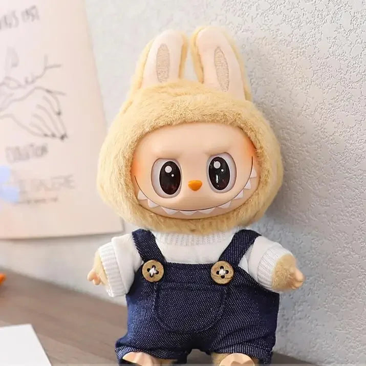 For 17 CM labubu Sitting Party Macaron 15cm Vinyl Pendant Doll Clothes Overalls Shoes for labubu V1 V2 outfit clothes