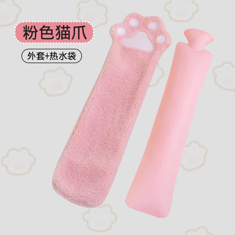 Comfortable Long Cat Paw Hot Water Bag Plush Grey Pink White Paw Warm Winter Sleeping Cuddly Hot Water Bottle Pillow Gifts Girl