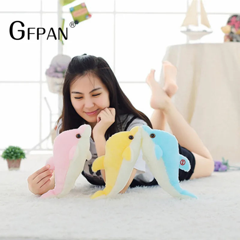 1pc 30cm Cute Plush Animal Cartoon Led Light Luminous Dolphin Stuffed Colorful Plush Toys  Kawaii Birthday Present For Kids