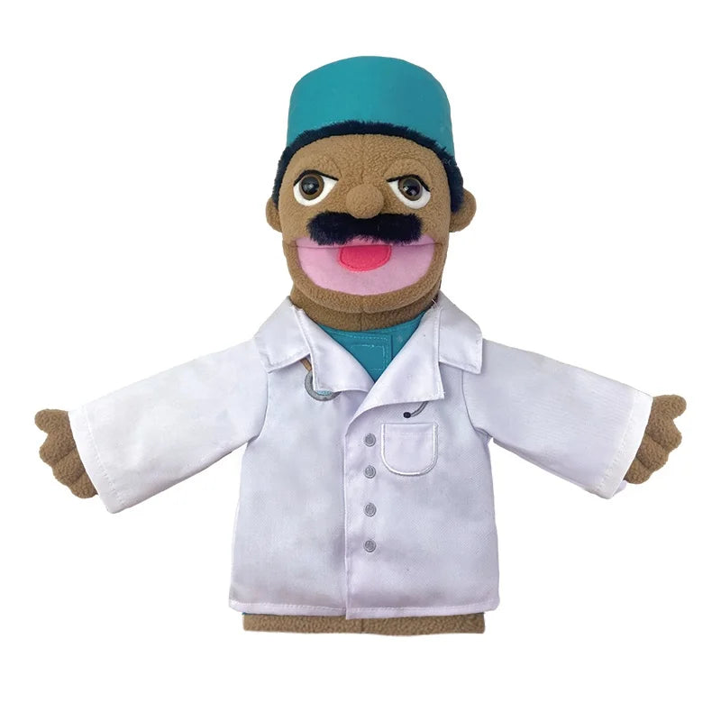 Simulation Cartoon Profession Series Big Hand Puppet Plush Doctor Police Officer Nurse Teacher Job Puppet Ventriloquism Doll