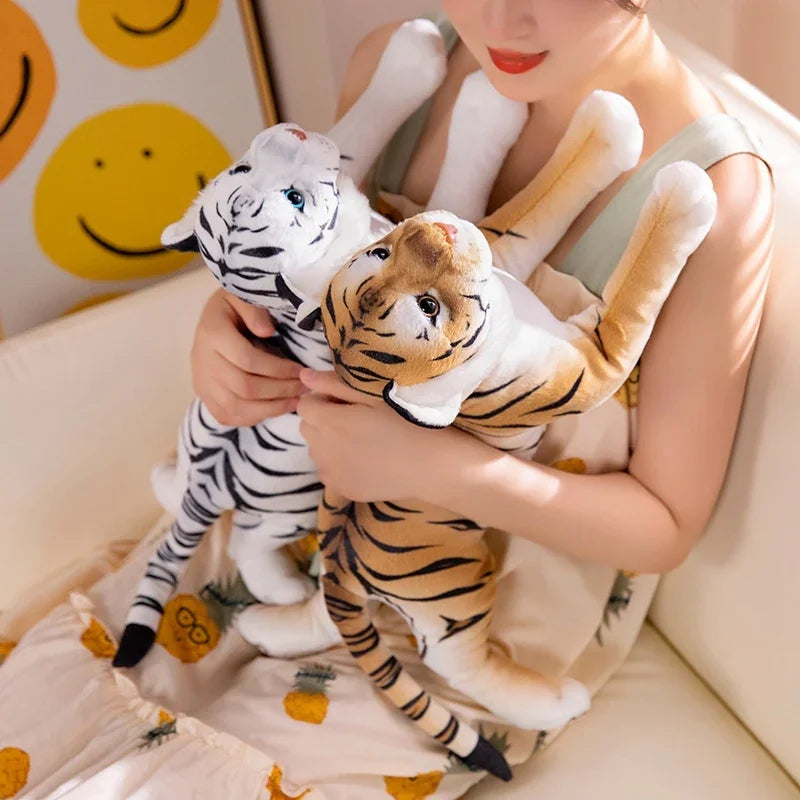 New Simulation Tiger Leopard Plush Toys Soft Wild Animals Simulation White Yellow Tiger Doll Children Kids Birthday Gifts