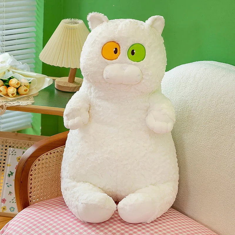 Cuddly Soft Stuffed Gaint Sitting Colorful Cats Staring Dolls Plush Animals Wide-eyed Cat Kawaii Toys Sofa Bed Pillow Kids Gift