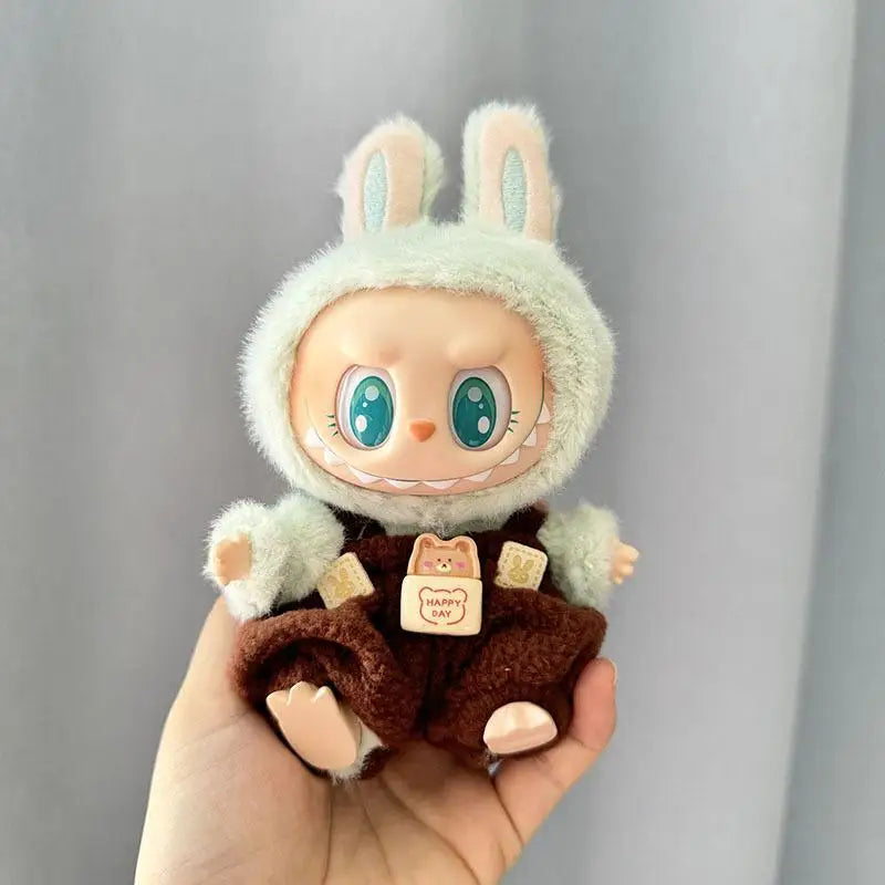 17cm Mini Plush Doll'S Clothes Outfit Accessories For Korea Kpop Exo Labubu I II Idol Dolls Sitting Party overalls Clothing Gift