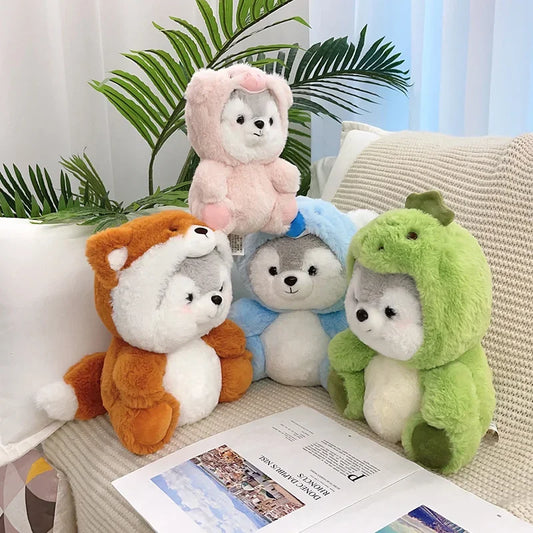 20/30CM Cartoon Husky Plush Toy Cosplay Pig Dinosaur Koala Fox Doll Kawaii Stuffed Animal Toy For  Christmas Gifts