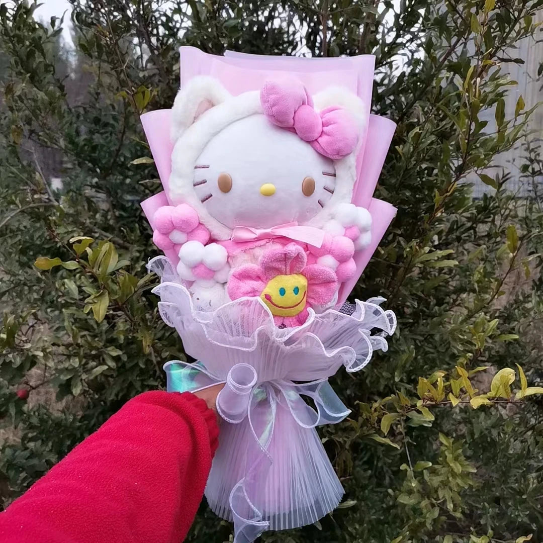 Sanrioed Kuromi My Melody Cinnamoroll Hello Kitty Anime Doll Toy Cartoon Plush Bouquet Valentine's Day Christmas Graduation Gift