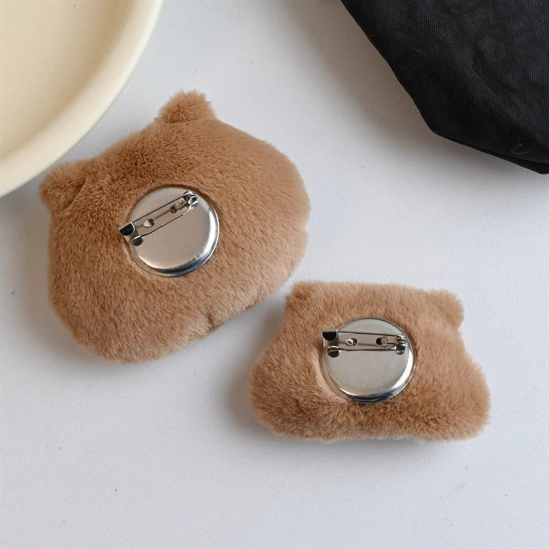 Cute Cartoon Plush Capybara Brooch For Women Girl Clothes Badge Lapel Pins Backpacks Pendant Decoration Accessories