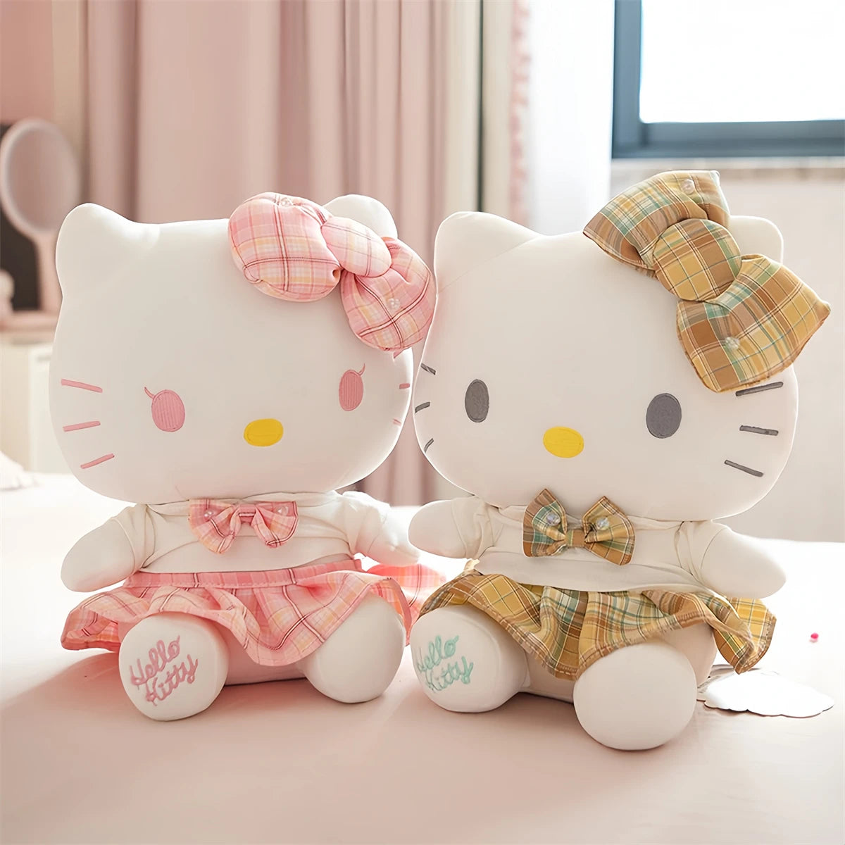 Original Sanrio JK Hello Kitty Plush Toy Japanese Style Cartoon Cat Plushies Stuffed Anime Doll Xmas Gifts For Girl 33cm