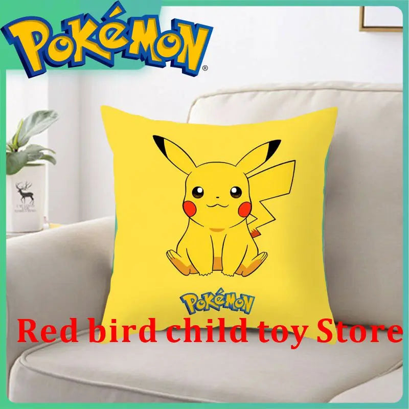 45X45CM Pokémon Pikachu Eevee Anime Short Plush Cute Cartoon Pillowcase Home Sofa Office Cushion Pillow Cushion Cover Wholesale